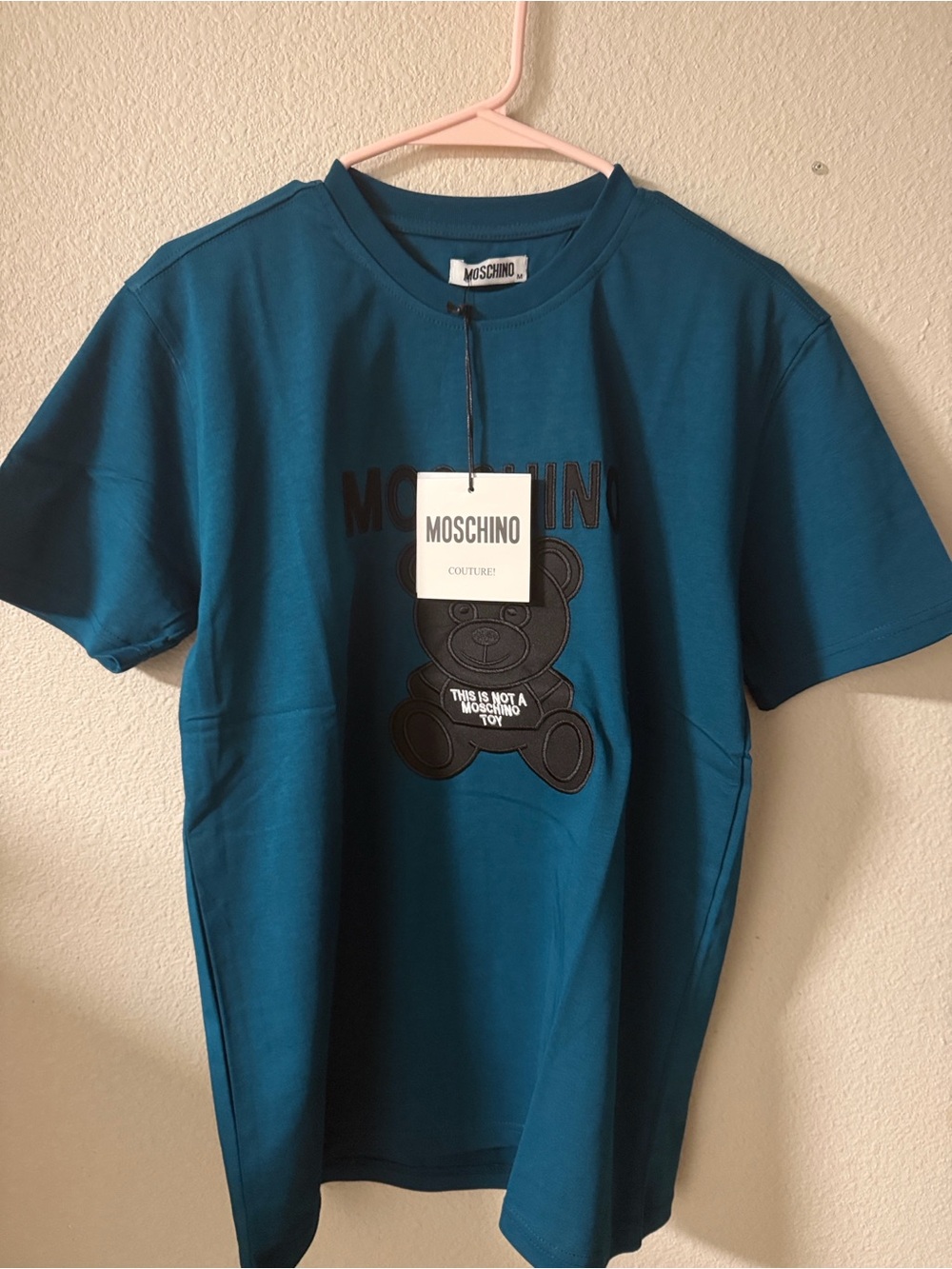 Moschino Kids Teal Blue Teddy Graphic Tee